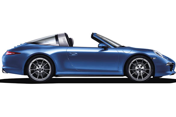 Visão lateral de um porsche 911 targa